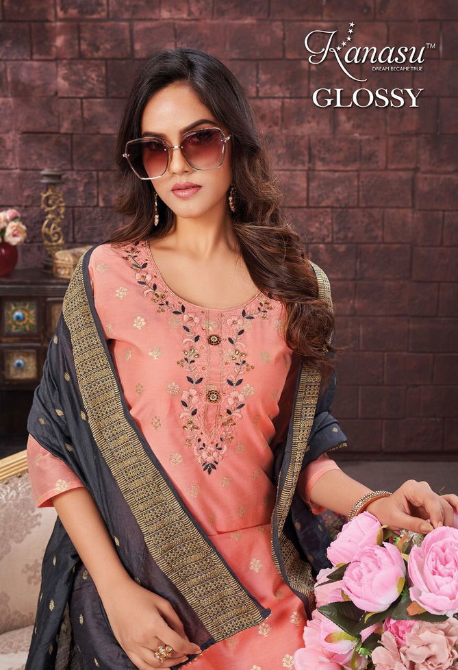 Kanasu Glossy Exclusive Wear Wholesale Ready Made Suit Collection
